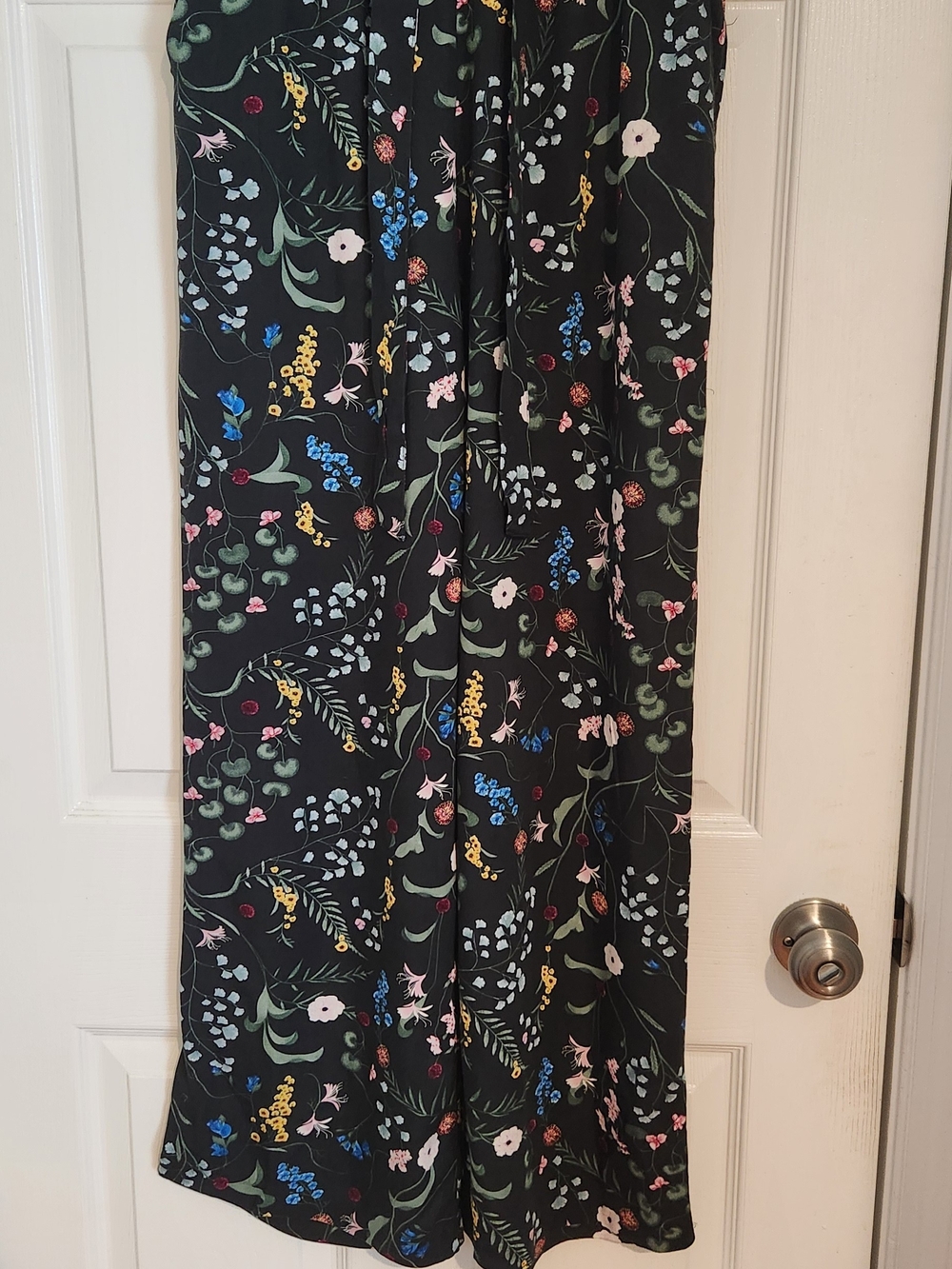 H&M Dark Green Floral Wide-Leg Pants